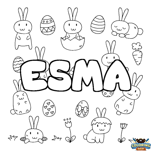 Coloring page first name ESMA - Easter background