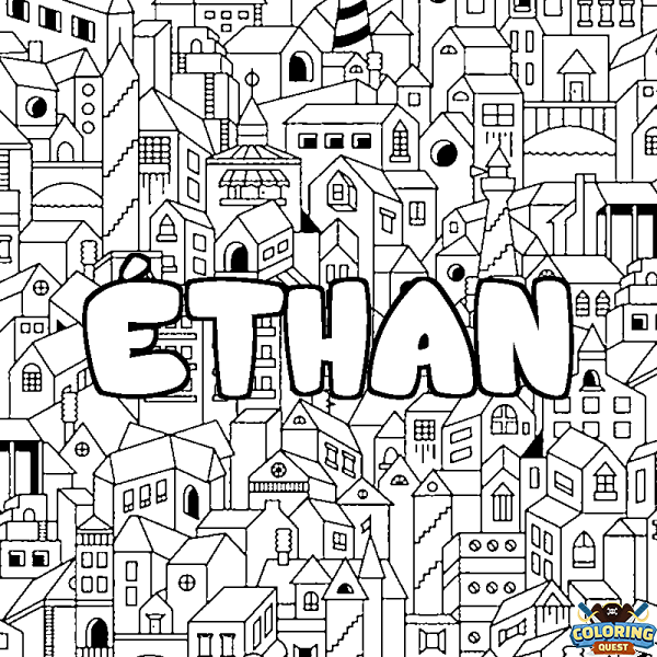 Coloring page first name &Eacute;THAN - City background