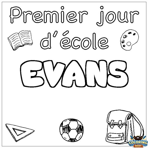Coloring page first name EVANS - School First day background
