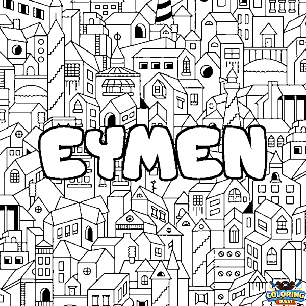 Coloring page first name EYMEN - City background