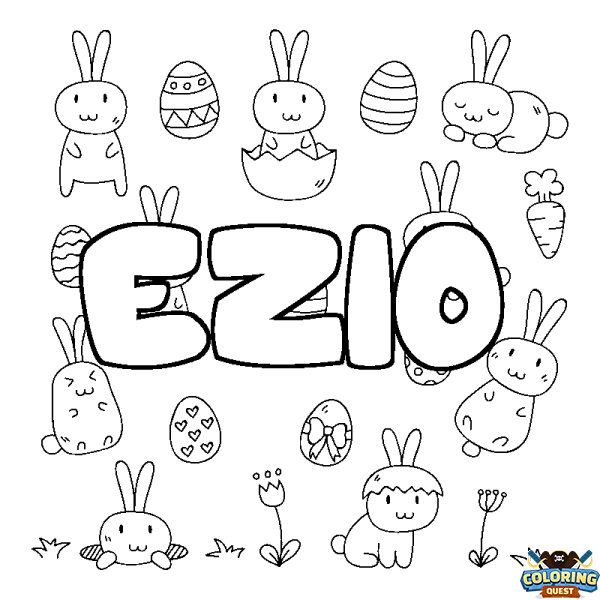 Coloring page first name EZIO - Easter background