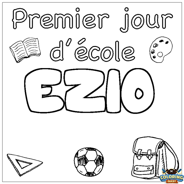Coloring page first name EZIO - School First day background