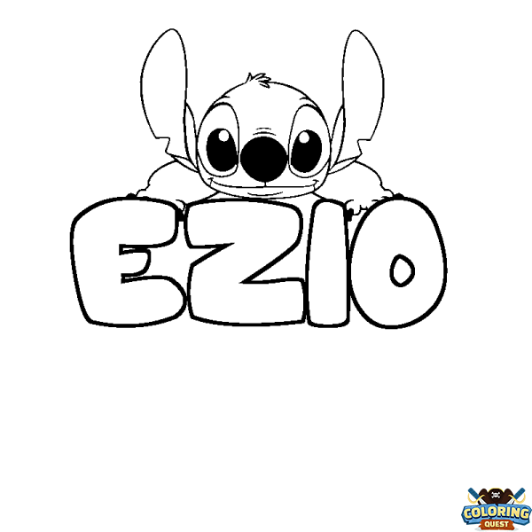 Coloring page first name EZIO - Stitch background