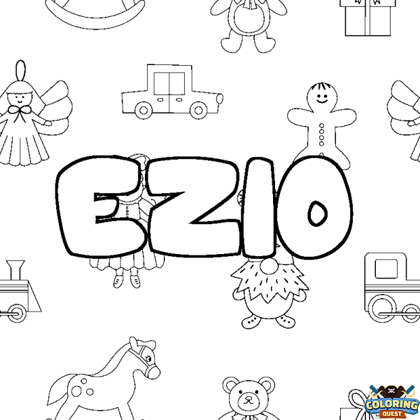 Coloring page first name EZIO - Toys background