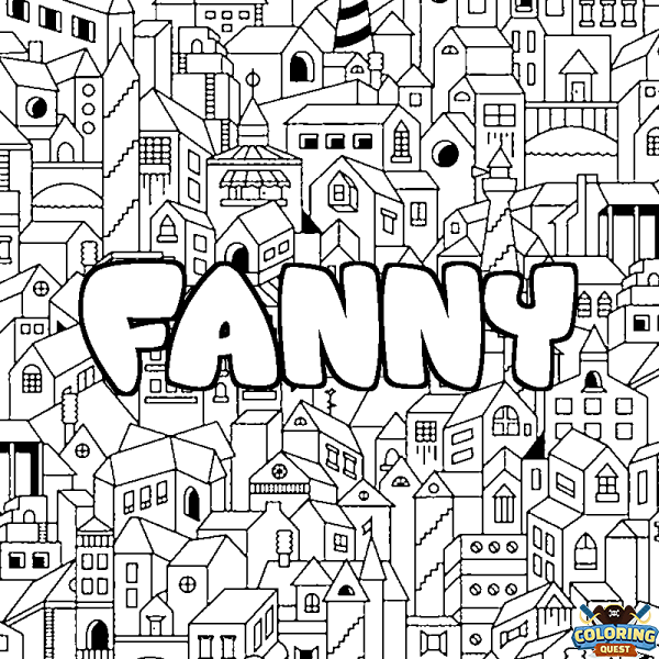 Coloring page first name FANNY - City background