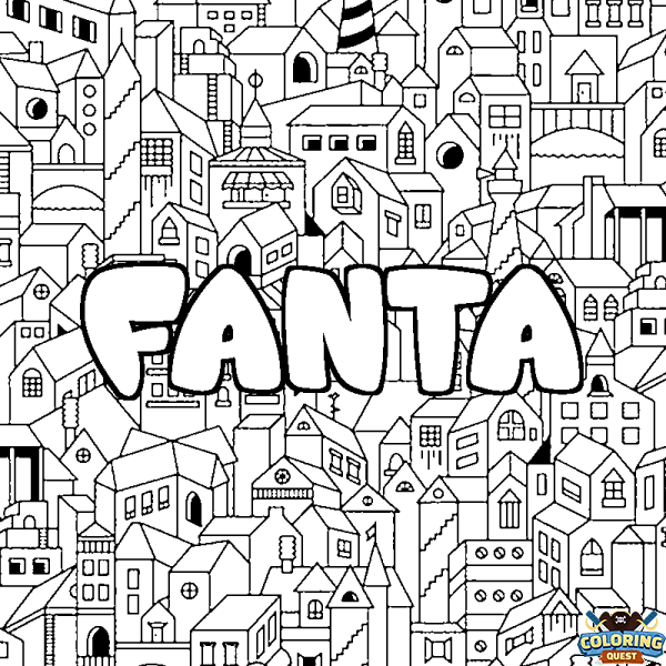 Coloring page first name FANTA - City background