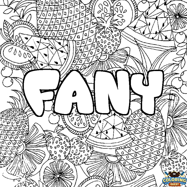 Coloring page first name FANY - Fruits mandala background