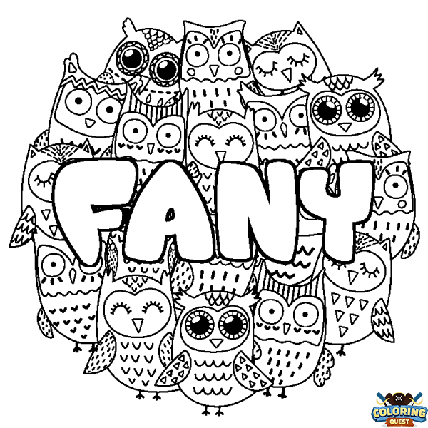 Coloring page first name FANY - Owls background