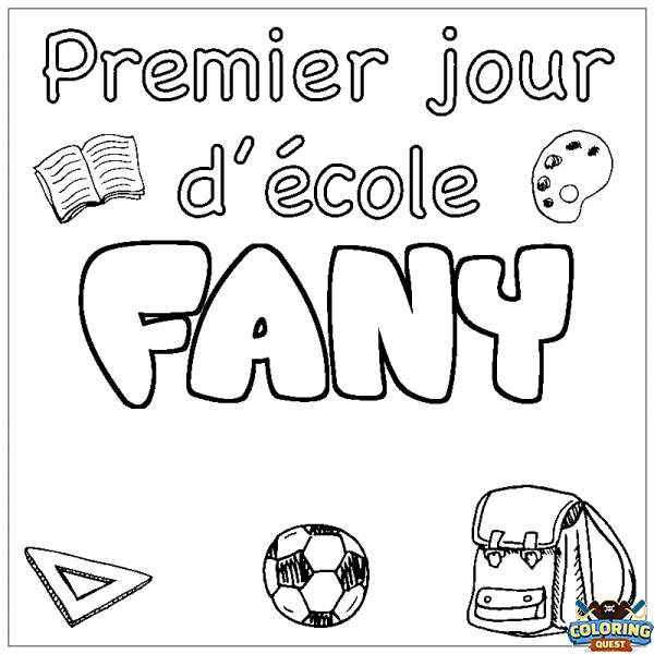 Coloring page first name FANY - School First day background