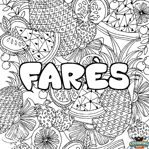 Coloring page first name FAR&Egrave;S - Fruits mandala background