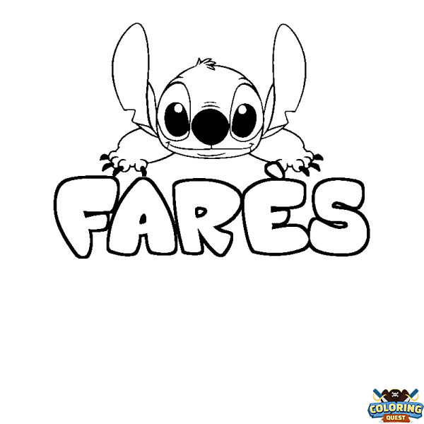 Coloring page first name FAR&Egrave;S - Stitch background