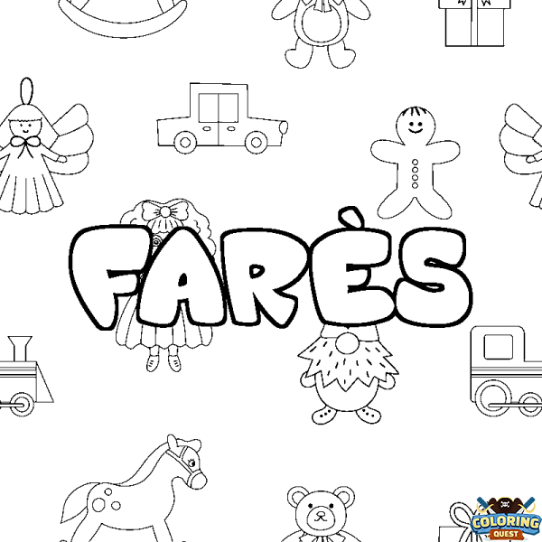 Coloring page first name FAR&Egrave;S - Toys background