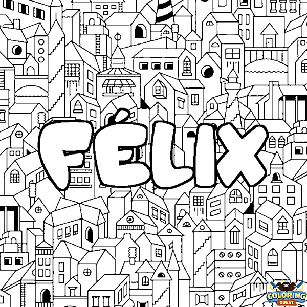 Coloring page first name F&Eacute;LIX - City background