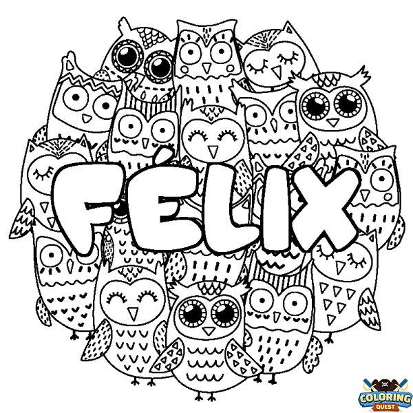 Coloring page first name F&Eacute;LIX - Owls background