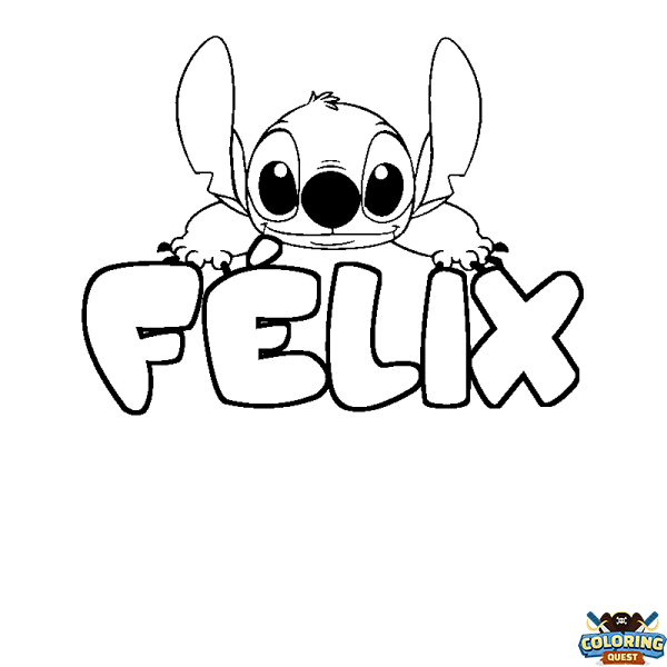 Coloring page first name F&Eacute;LIX - Stitch background