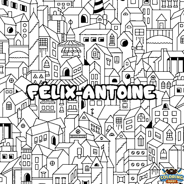 Coloring page first name F&Eacute;LIX-ANTOINE - City background