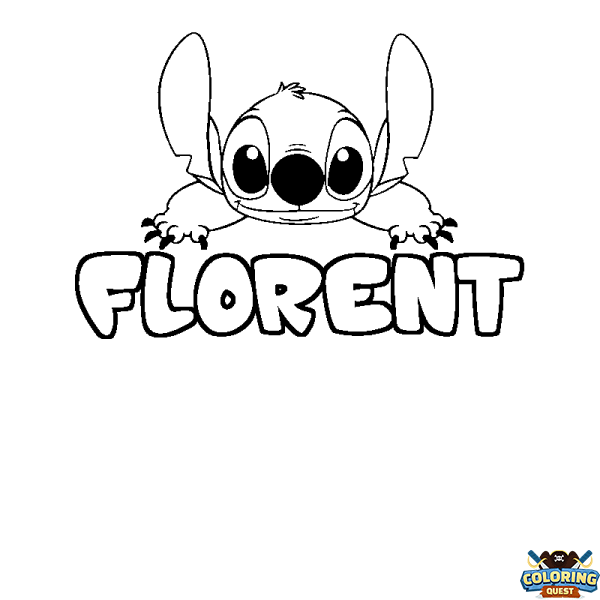 Coloring page first name FLORENT - Stitch background