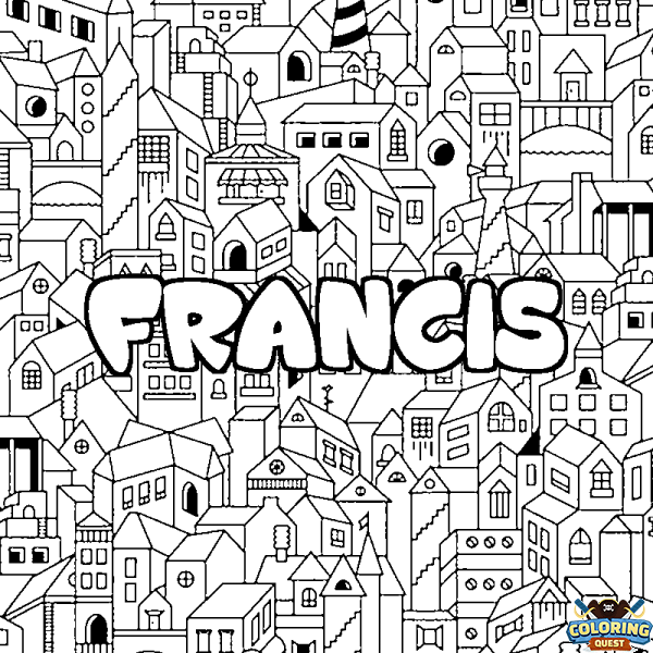 Coloring page first name FRANCIS - City background