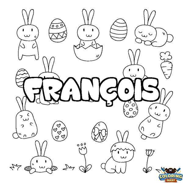 Coloring page first name FRAN&Ccedil;OIS - Easter background