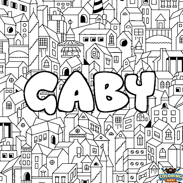 Coloring page first name GABY - City background