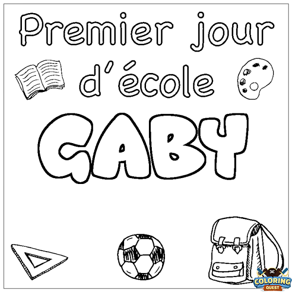 Coloring page first name GABY - School First day background