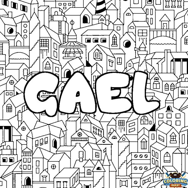 Coloring page first name GAEL - City background