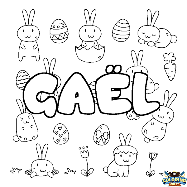 Coloring page first name GA&Euml;L - Easter background