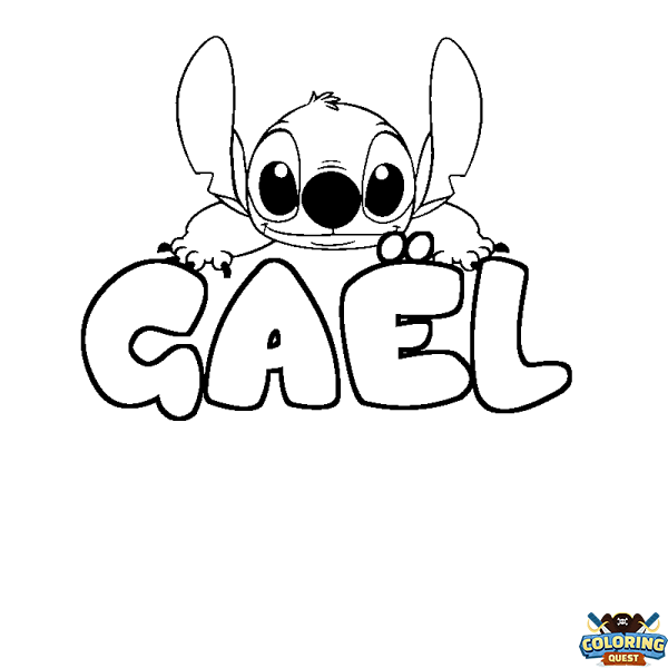 Coloring page first name GA&Euml;L - Stitch background