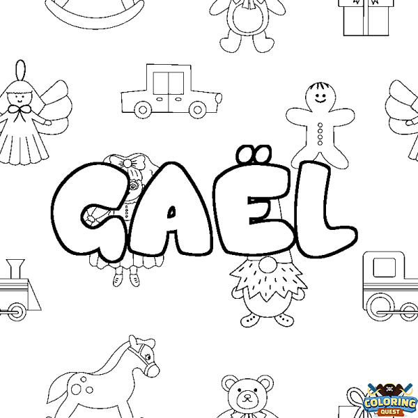 Coloring page first name GA&Euml;L - Toys background