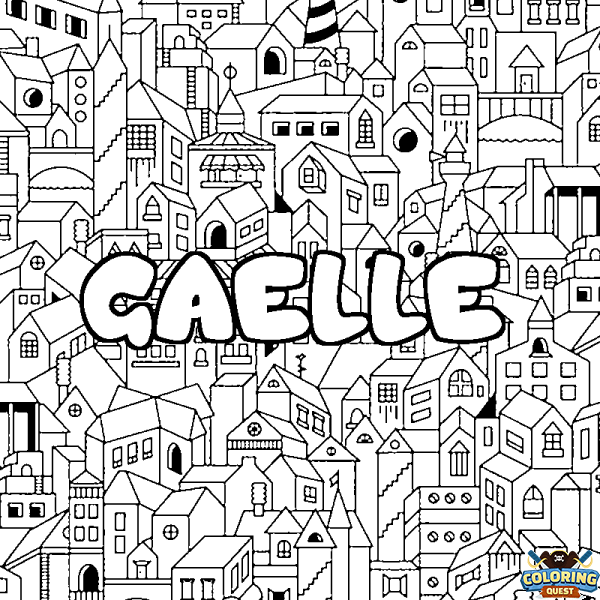 Coloring page first name GAELLE - City background