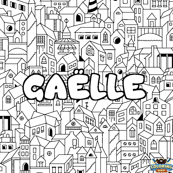 Coloring page first name GA&Euml;LLE - City background