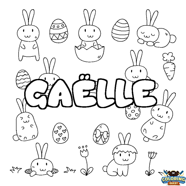 Coloring page first name GA&Euml;LLE - Easter background