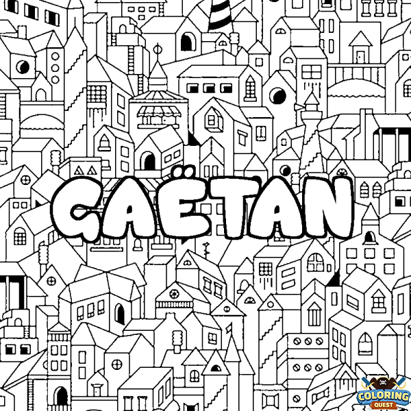 Coloring page first name GA&Euml;TAN - City background