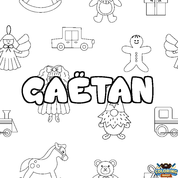 Coloring page first name GA&Euml;TAN - Toys background