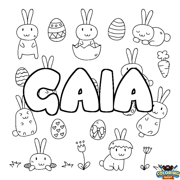 Coloring page first name GAIA - Easter background