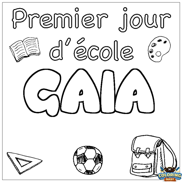Coloring page first name GAIA - School First day background