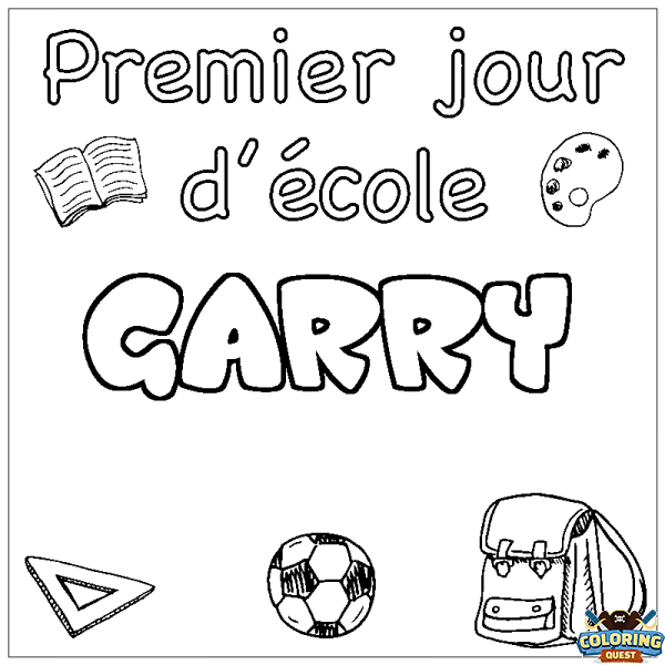 Coloring page first name GARRY - School First day background
