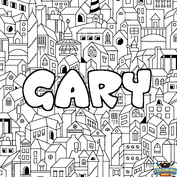 Coloring page first name GARY - City background