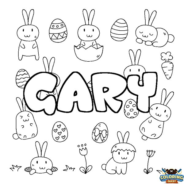 Coloring page first name GARY - Easter background