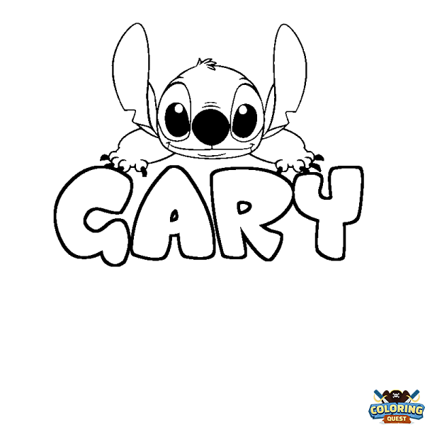 Coloring page first name GARY - Stitch background