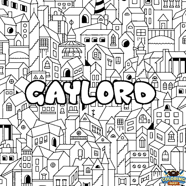 Coloring page first name GAYLORD - City background