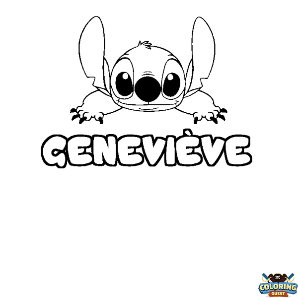 Coloring page first name GENEVI&Egrave;VE - Stitch background