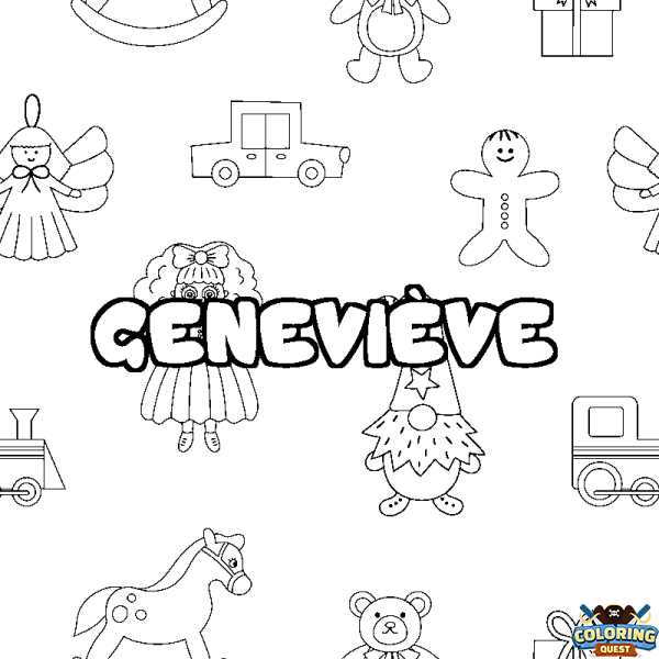Coloring page first name GENEVI&Egrave;VE - Toys background