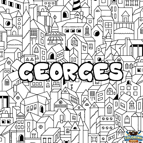 Coloring page first name GEORGES - City background