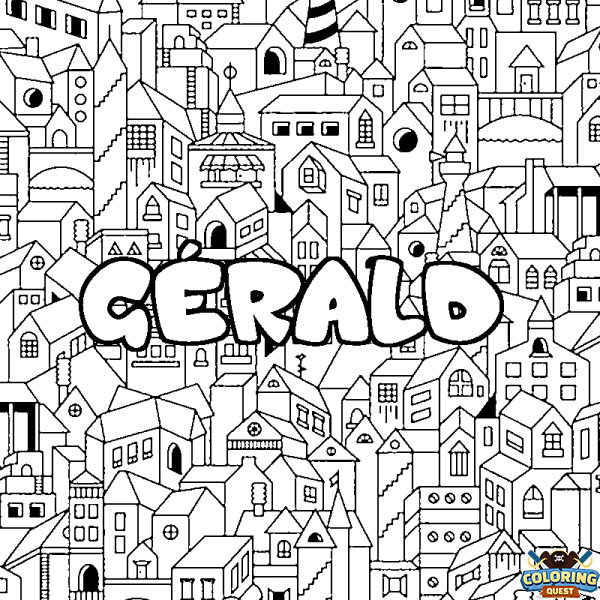 Coloring page first name G&Eacute;RALD - City background