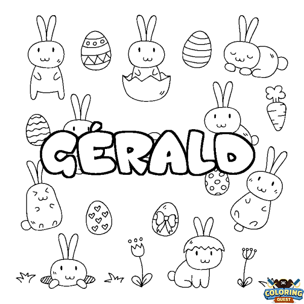 Coloring page first name G&Eacute;RALD - Easter background
