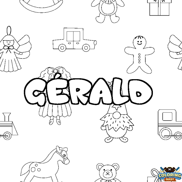 Coloring page first name G&Eacute;RALD - Toys background