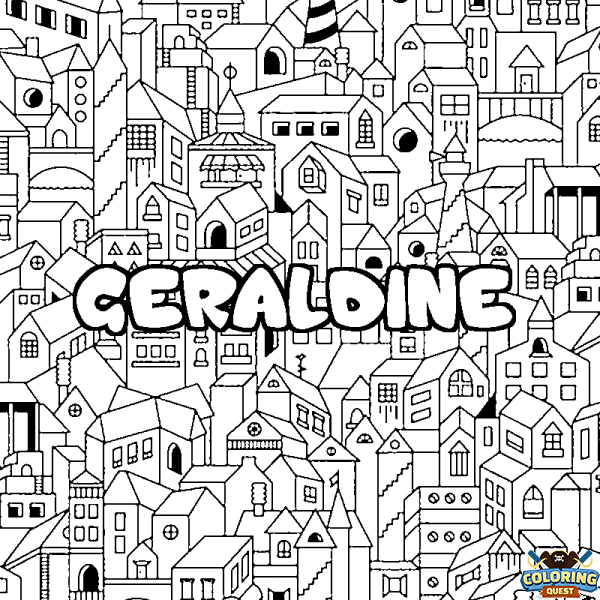 Coloring page first name GERALDINE - City background