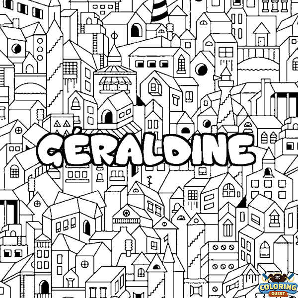 Coloring page first name G&Eacute;RALDINE - City background