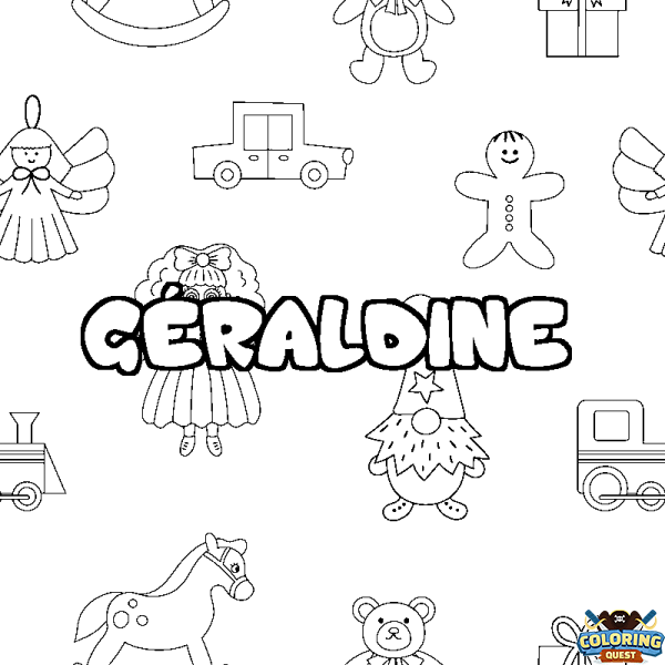 Coloring page first name G&Eacute;RALDINE - Toys background